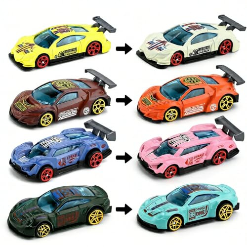 PLUSHCEWT 4er Autos Spielzeugset, Farbwechsel Mini Racers Spielzeugauto, A | Farbwechselnde Auto Spielzeugautos, Farbwechselnde Auto Spielzeugset, Auto Set Geschenk Innen Außenspiele für Jungen Mädchen