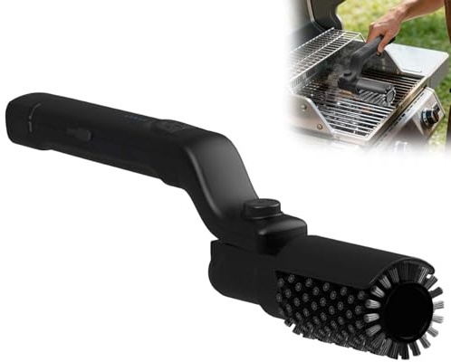 Brosse de barbecue électrique pour extérieur, nettoyeur de barbecue électrique sans fil avec moteur puissant, brosse de nettoyage rechargeable pour graisse brûlée et grilles de barbecue (A)