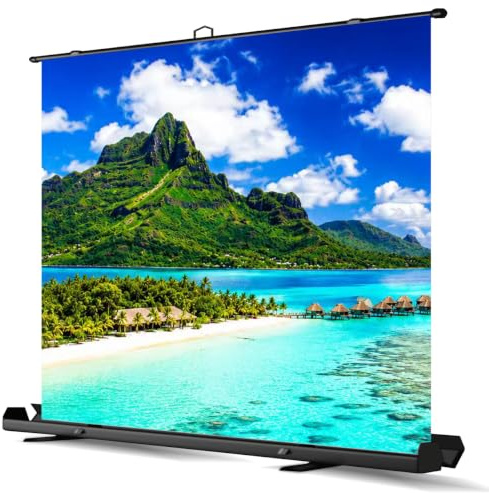 Tragbare Non-Tension ALR Leinwand Beamer 100 Zoll Format 16:9,Hochziehbare Pull-Up Beamer Leinwand mit Ständer,Ideal für Heimkino, Innen-/Außenfilme