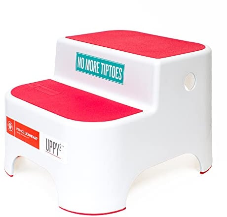 Prince Lionheart Uppy2® | Sgabello A Due Passi Per Bambini | Versatile | Gradini E Base Antiscivolo | Allenamento Vasino | Sgabello A Due Scalini | Maniglie Per Il Trasporto | Cucina E Bagno - Blu