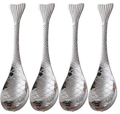 6.8 Creative (Fish) Spoons,304 Stainless Steel SHORT HANDLE Spoons (Set of 4)