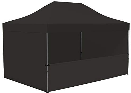 Vispronet Profi Faltpavillon/Faltzelt Basic 3x4,5 m, Schwarz, 4 Wände/Davon 1 Halbhohe Zeltwand, Stahl-Scherengitter, faltbar (weitere Farben & Größen)
