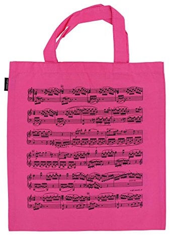 mugesh Baumwoll-Tragetasche Notenzeilen Rosa