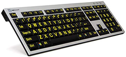 LogicKeyboard LKB-LPRNTYB-AJPU-FR Tastatur, XL-Print Slim Alu Yellow on (PC) Silber/Schwarz/Gelb