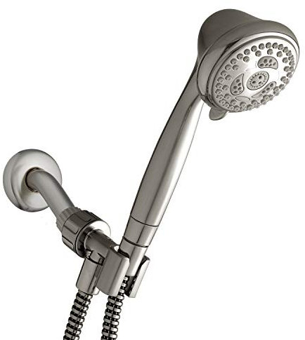 Waterpik Pommeau de douche à main avec tuyau PowerSpray, nickel brossé, NSC-659E, sans taille