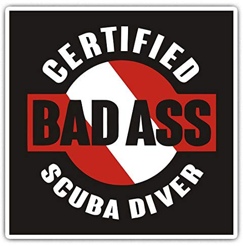 Quadratische Aufkleber (2 Stück) 10 cm – Zertifiziert Funny Scuba Diver Taucher Laptop Tablet Gepäck Scrapbook #5583