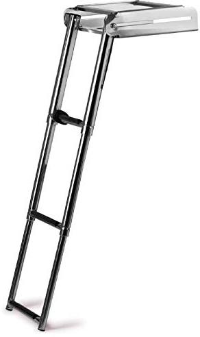 Teleskop-Badeleiter für Bootsplattform Edelstahl 3 Stufen 22 x 87 cm | Kunststoff | ABS | Rutschfest | Einfache Montage | Breite: 22 cm | Länge: 87 cm | Material: Edelstahl