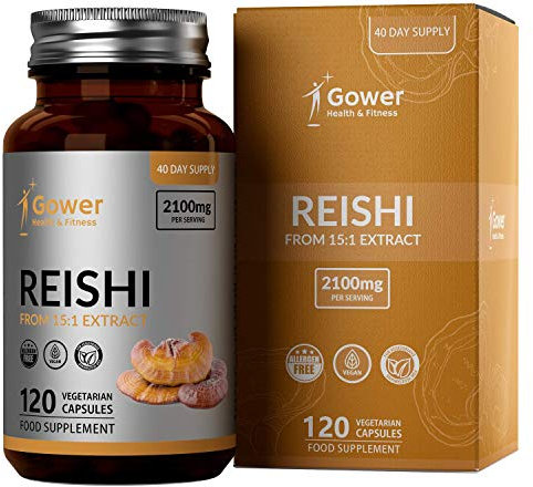 GH Reishi Kapseln aus 15:1 Extrakt | 120 Vegane Reishi Extrakt Kapseln | 2100mg pro Portion | Pilz-Ergänzungsmittel | Hergestellt in ISO-Zertifizierten Betrieben | Gentechnik-, Milch- & Glutenfrei