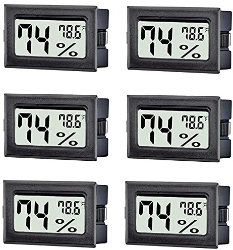 TASOGEN 6 Pack Mini Digital Thermometer Hygrometer,Indoor Temperature and Humidity Gauge Meter Monitor Fahrenheit (℉) for Home,Greenhouse,Jars