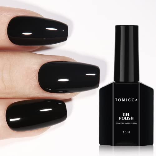 TOMICCA Gel Nagellack, 15ml Schwarz UV Nagellack Soak Off UV LED Gel Lack Maniküre DIY Home Geschenke für Frauen