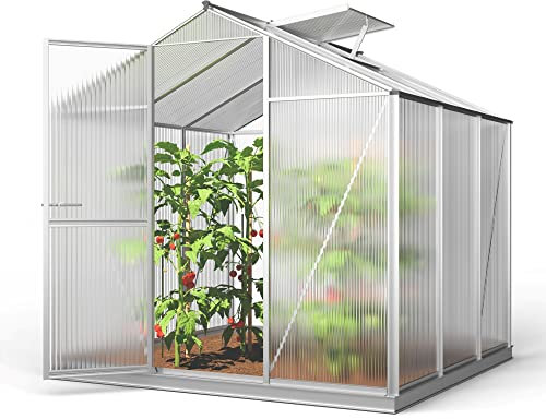 GFP Gewächshaus ECO 3 Alu-Rahmen 192x192 cm 6 mm Doppelstegplatten, mit Fundamentrahmen automatischer Fensteröffner Transparent