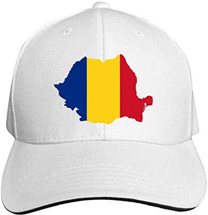 Baseballkappe mit Rumänien-Flagge, robust und stilvoll, Hip-Hop-Kappen, Weiß, 6 7/8/7 3/8