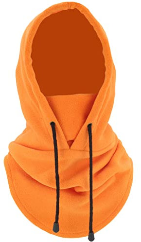 Jungerhouse Balaclava Multifonction Polaire Hiver Cagoule Chapeau Moto Coupe Vent Masque Ski Outdoor Vélo Unisexe (Orange,Taille Unique)