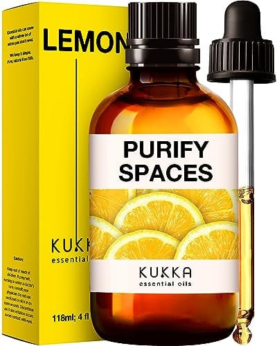 Kukka Lemon Essential Oil for Skin Cleaning - 118ml - 100% Pure Natural, Fresh Lemon Scent, for Diffuser, Aromatherapy, Soap Making Scent & DIY