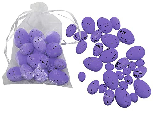 RESOYE Lila Ostereier Ornament Set von 120 Stück, Schaum Osterei Ornament Dekorative gesprenkelte Eier Ornamente für DIY Handwerk Zuhause Party Dekor