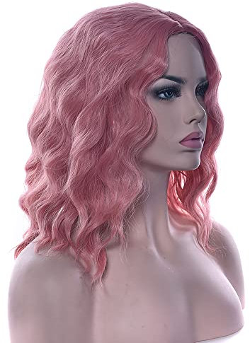 IMISSU Kurz Afro Lockiges Haar Perücken Cosplay Perücke Halloween Kostüm Party Kopfbedeckung für Frauen (Pink)