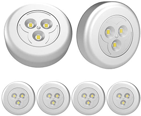 SOAIY Tap Light Upgraded Mini Night Touch LED Puck Lights Under Cabinet Lighting Battery Operated DIY Stick On Wireless Closet Counter Kitchen Gold Warm White 6Pack