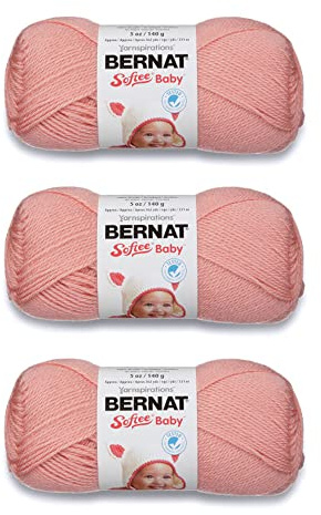 Bernat Softee Baby Soft Peach Yarn - 3 Pack of 141g/5oz - Acrylic - 3 DK (Light) - 362 Yards - Knitting/Crochet
