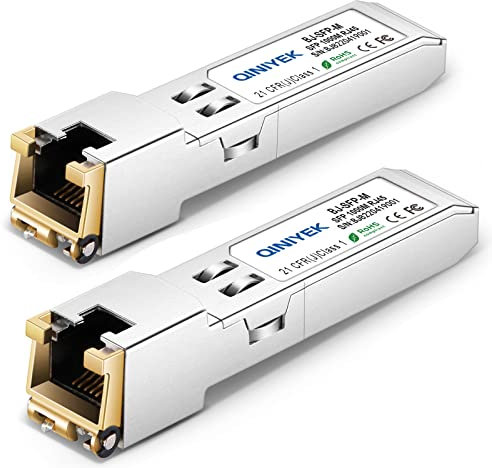 [2 Stück] 1.25G SFP to RJ45 Module, 1000BASE-T Transceiver für Cisco GLC-T/SFP-GE-T, Meraki MA-SFP-1GB-TX, Ubiquiti UniFi UF-RJ45-1G, Netgear, Zyxel, D-Link TP-Link QNAP, Open Switch, 100m