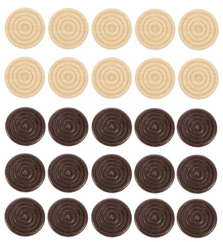 STOBOK 48Pcs Wooden Checkers Pieces Replacement Ridged Game Chips Stackable Ridge in Natural Wood Color