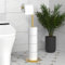 HITSLAM Gold Free Standing Toilet Roll Holder with Heavy Duty Base, SUS304 Stainless Steel Freestanding Toilet Paper Holder with Reserve, Toilet Roll Storage Stand for Bathroom