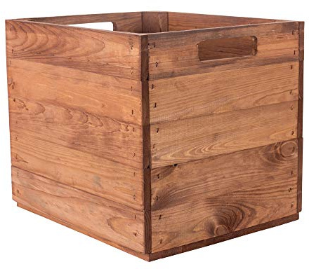2er Set Holzkiste Aufbewahrungskiste passend für alle Kallaxregale und Expedit Regale Kallaxysteme Weinkiste Obstkiste Regalkiste Maße 33x37,5x32,5cm Kallax Boxen Einsatz (2er, Ocker)