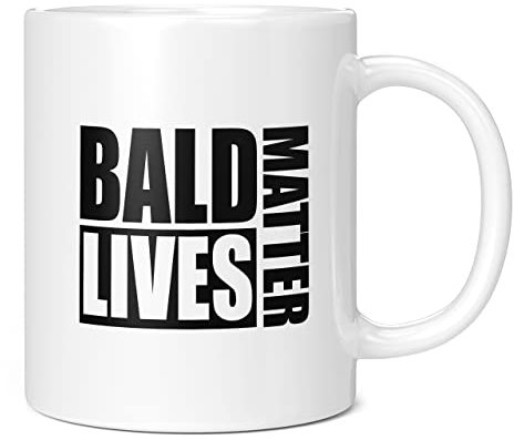 Mug Monster - Bald Lives Matter, Funny Novelty Mug, Joke Gift for Bald Men, Birthday or Fathers Day Present - Ceramic Coffee Cup, Extra Large and Giant Mug Available, 20oz White Mug