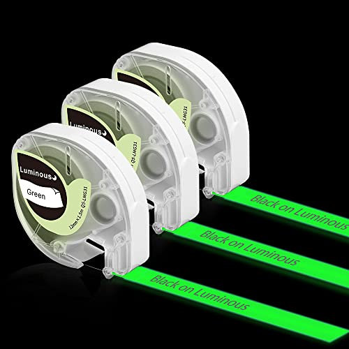 3x Phomemo P12 Etikettenband Original 12 mm x 1.5 m Schwarz auf Luminous Q5-LMG31 Wasserfestes selbstklebendes Kunststoff-Etikettenband für Phomemo P12/P12 Pro/LT12 Etikettendrucker