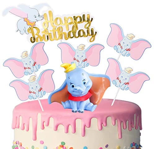 IOSCDH 12pcs Dum.bo Cake topper, Dumbo Geburtstag Dekoration Set, Cartoon Elefant Party Kuchen Dekoration, Sammelfiguren Mini Figuren Set, Tortendeko Mädchen,Cartoon Anime Movie Figuren