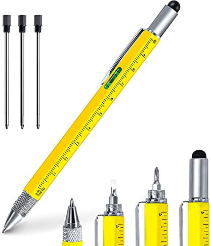 JANREAY Geschenke für Männer 6 in 1 Multifunktions kugelschreiber, Vatertagsgeschenk für Papa, Geschenke für Lehrer, Erwachsene Gadgets