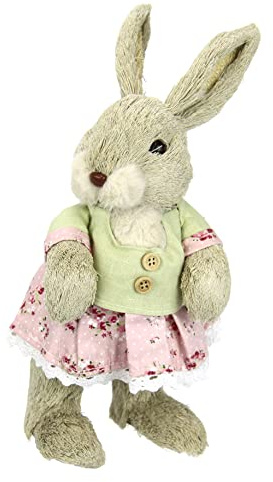 Lapin en Paille - Figurine de Lapin de Pâques - Décoration de Pâques - Figurine de Lapin de Pâques - Décoration de Printemps - Sculpture de Lapin, Statue - Figurine Animale - Printemps