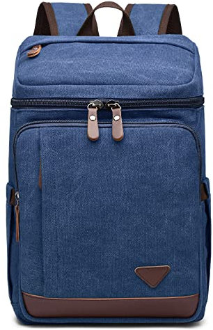 DORRISO Mode Herren Laptop Rucksack Jungen Schulrucksack Teenager Groß Daypacks Reise Laptop Rucksack für 15.6 Zoll Laptop Business Casual Herren Bergsteigen Canvas L Rucksack Blau