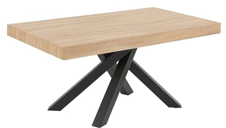 Vente-unique Esstisch für 6 bis 10 Personen ausziehbar - MDF & Metall - Naturfarben & Schwarz - CATONAV