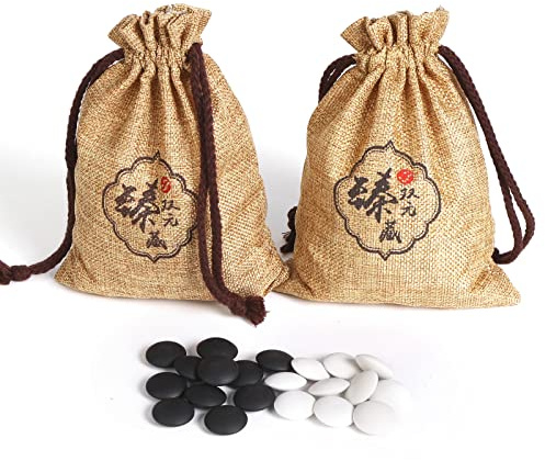 SongYun Double Convex Ceramic Go Game Stone Set 361pcs with Stone Bag and Go Board, 2 Players Board Game
