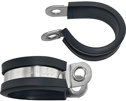 Lumonic 5x abrazaderas de tubo de 22mm con inserto de goma acero inoxidable V2A I abrazaderas de cable para atornillar I abrazadera de manguera de 22m