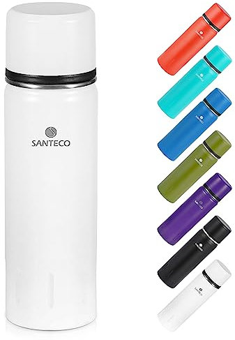 SANTECO Thermoskanne Thermosflasche Edelstahl 1l, 500ml, Auslaufsicher Isolierflasche mit Trinkbecher für unterwegs, Thermoskanne Kaffee & Tee für Kinder, Sport, BPA-Frei, 24H Kalt & 12H Heiß