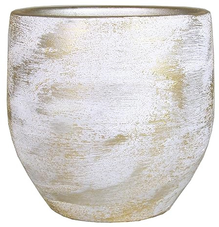 INNA-Glas Keramik Blumentopf AETIOS, Farbverlauf, weiß-Gold, 16cm, Ø17cm