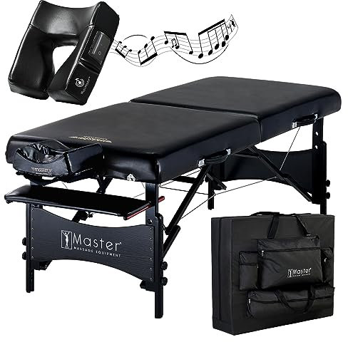 Master Massage Banco de Masaje portátil Plegable de Madera con cojín Musical y Altavoz, 76 cm