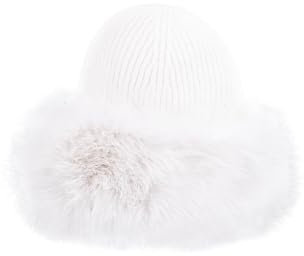 QUEEN HELENA Chapeaux d'hiver en Fausse Fourrure pour Femme CP07 Blanc, Taille Unique