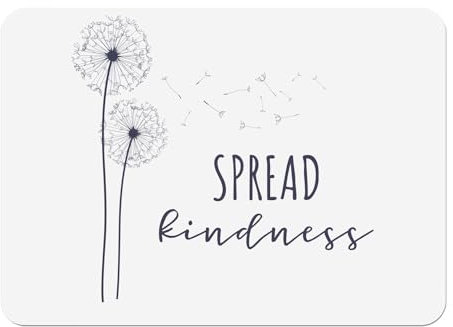 Platzsets, weich, Unterseite aus Kork, weiße Tischsets – Spread Kindness Pflanzen Blumen Wiese Dandelion – Großes Format 39,5 x 28,5 cm, 4 Stück