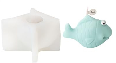 Xidmold Ocean Fische Kerzenform Silikon, 3D Tropische Fische Silikonform für Fondant, Tortendeko, Sojawachs Kerzen, Seife, Gips, Epoxidharz Handwerk (B)