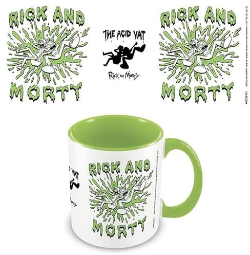 RICK AND MORTY - Tazza design interno a due colori acido Vat, Verde, Bianco, Nero, Taglia unica