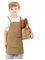 USCHAILIQIANG Kinderschürzen, verstellbar, wasserdicht, zum Kochen, Malen, Gärtner, Segeltuch, Schürze für 6–12 Mädchen und Jungen, Braun, Large