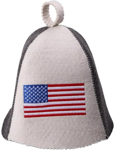 PetriStor Saunahut Flagge USA - Saunahut für Herren - Wolle Saunahut - Saunahut finnisch - Badehaushut - Naturfilz Saunamütze