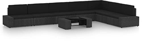 FUDUGEHMIOFWFJJ glasplatte Tisch,küchentisch klein,Tisch mit 4 stühlen Set,8-TLG. Garten-Lounge-Set mit Kissen Schwarz Poly Rattandining Table Set 4 Chairs,bistrosets,Patio Tisch und stühle Set,