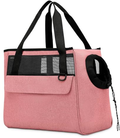 ALLSOPETS Hundetasche Atmungsaktiv Katzentasche Haustiertragetasche Schultertasche Hundetragetasche mit Sicherheitsleine und Taschen Haustiertasche für kleinen Hund Welpen Katzen Rosa