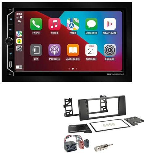 ESX VMX700DAB 2-DIN Autoradio kompatibel mit Wireless Apple CarPlay Android Auto Bluetooth DAB+ passend für BMW 5er 1995-2000 schwarz