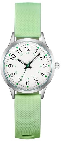 CIVO Kinderuhr Mädchen Junge Armbanduhr: Grün Silikon Kinder Uhr Analog - Lernuhr Kinder Leicht zu Lesen Leuchtend Quarzuhr Geschenke 7-14 Jahre