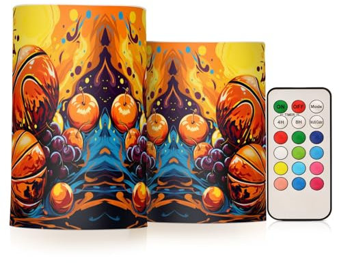 KAAVIYO Basket Con Frutta Art Candele Senza Fiamma Candele Colonna A Led A Batteria Colori Multipli Modalità Flash