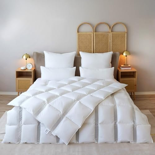 BEFA NATUR Made in Germany Clima Daunendecke 135x200 cm aus 90% Daunen und 10% Federn, Ganzjahresdecke, Allergiker geeignet (Nomite), Öko-Tex 100 Klasse 1, EN Standart 12934, Downpass